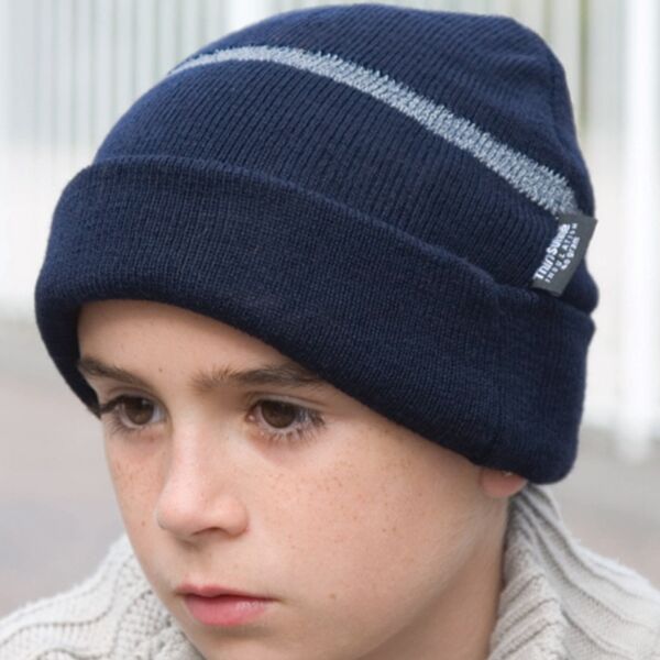 Children's Wooly Ski Hat with Reflective Woven Threaded Band Thumbnail