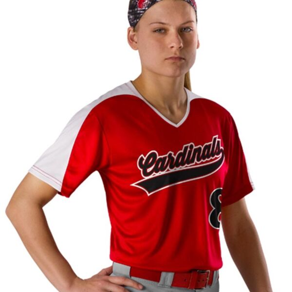 SEW N STITCHES - ALLESON ATHLETIC Girls' V-Neck Fastpitch Jersey Thumbnail